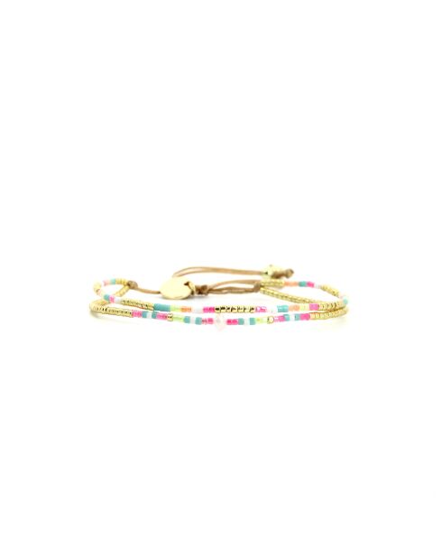Bracelet Salvador De Bahia Alya rose fluo, corail rosé fluo, vert fluo, doré