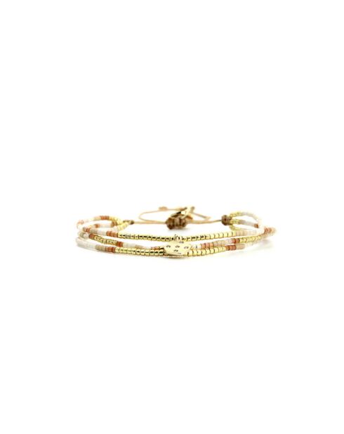 Bracelet White Coconut Emy caramel, vanille, nacre, doré