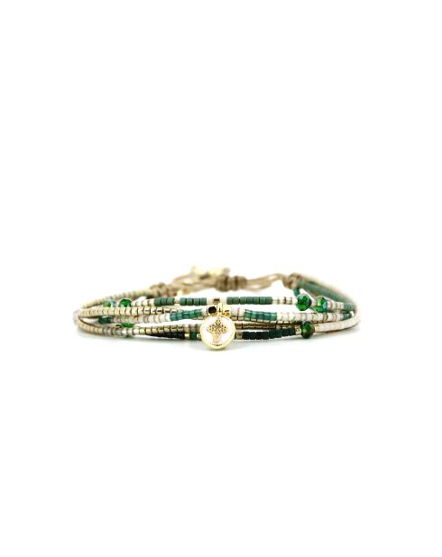 Bracelet Vert de Jade Joy camaïeu de vert, champagne, doré