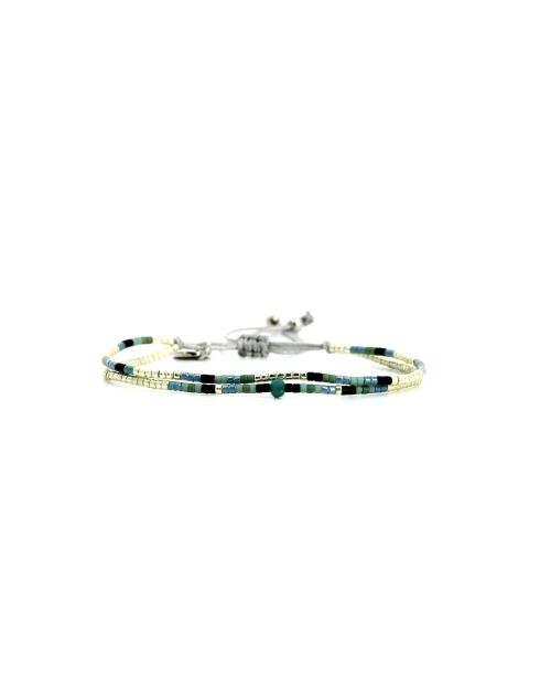 Bracelet Calanque d'En Vau Alya Vert turquoise, noir, argent