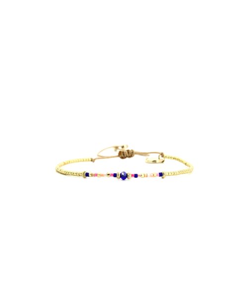 Bracelet Bonifacio Sunset Julia bleu royal, rose fluo, saumon, caramel, doré