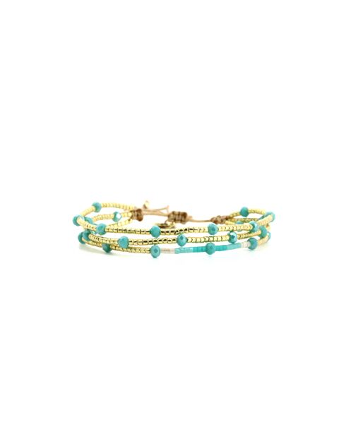 Bracelet Bora Bora Léonie Turquoise, blanc, doré