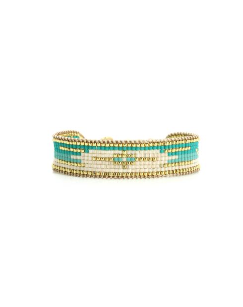 Bracelet Bora Bora Charly Turquoise, blanc, doré