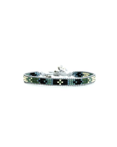 Bracelet Calanque d'En Vau Lina Vert turquoise, noir, argent