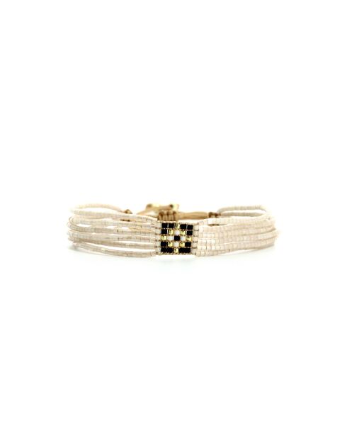 Bracelet Sable Noir Keira noir, blanc, nacre, doré