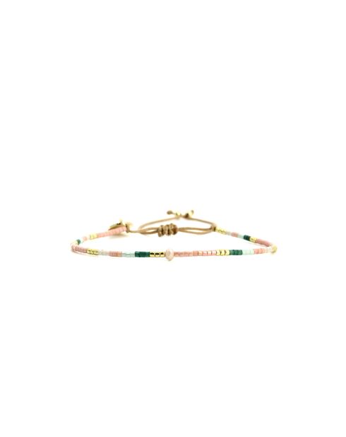 Bracelet Sweet Cactus Emma vert émeraude, rose pastel, vert d'eau, nacre, doré