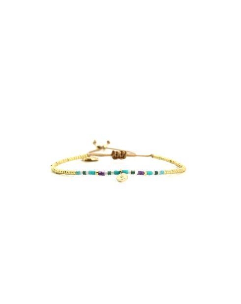Bracelet Turquoise Paradise Ness turquoise, vert émeraude, mauve, nacre, doré
