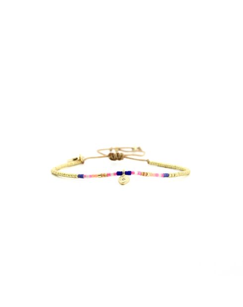 Bracelet Bonifacio Sunset Ness bleu royal, rose fluo, saumon, caramel, doré