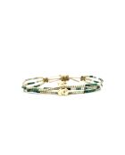 Bracelet Vert de Jade Emy camaïeu de vert, champagne, doré