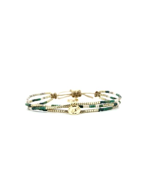 Bracelet Vert de Jade Emy camaïeu de vert, champagne, doré
