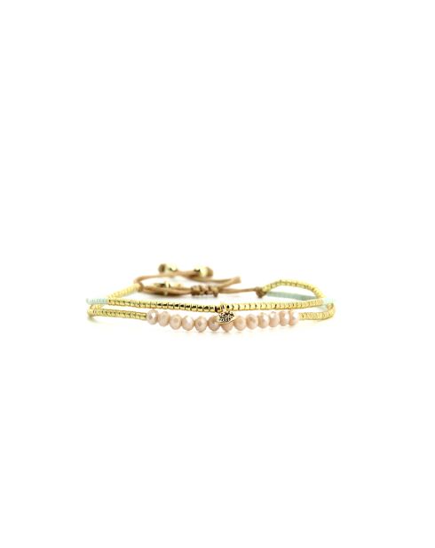 Bracelet Sweet Cactus Ella vert émeraude, rose pastel, vert d'eau, nacre, doré