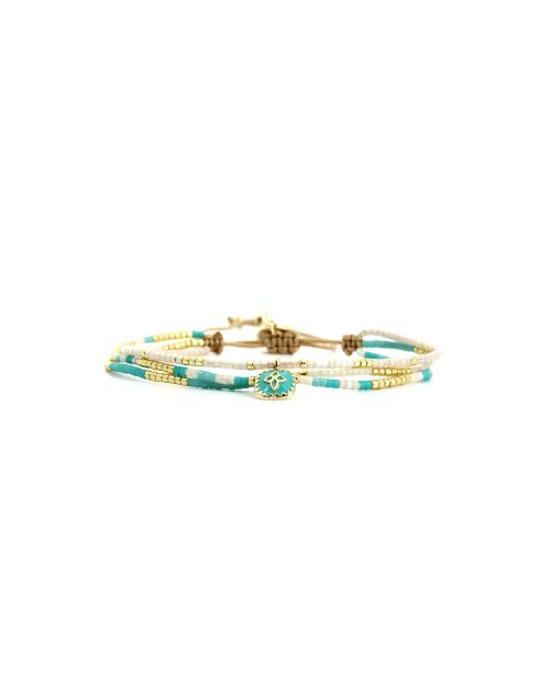 Bracelet Bora Bora Alma Turquoise, blanc, doré