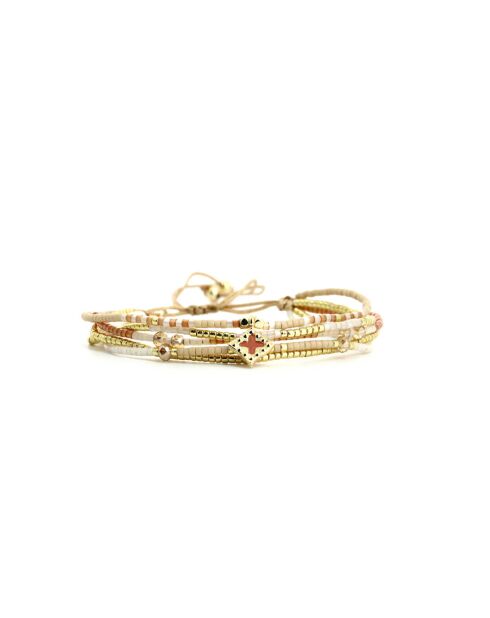Bracelet White Coconut Inaya caramel, vanille, nacre, doré
