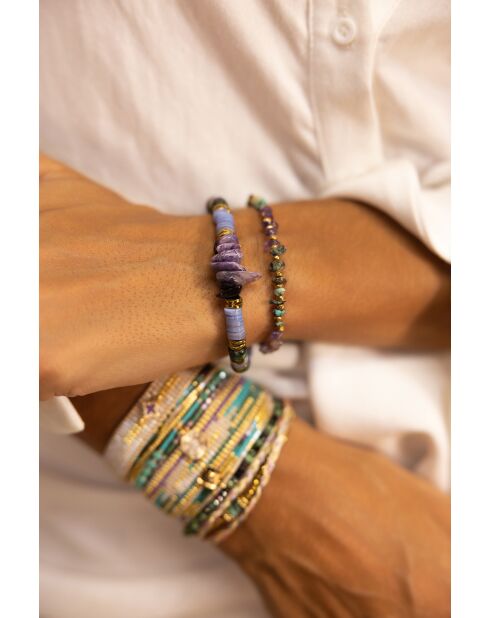 Bracelet Alison  vert, violet, doré