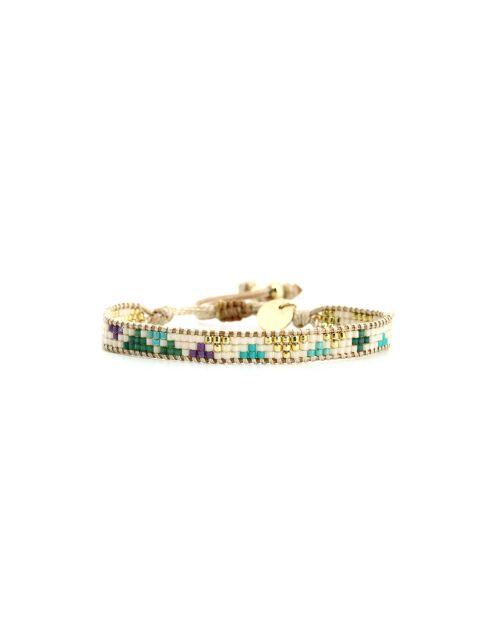 Bracelet Turquoise Paradise Célia turquoise, vert émeraude, mauve, nacre, doré