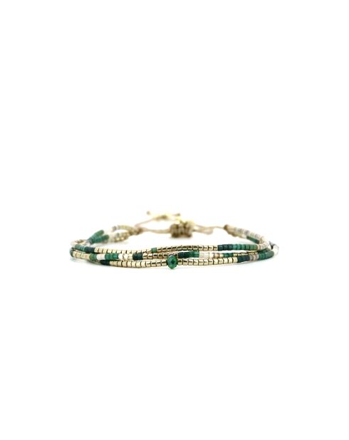 Bracelet Vert de Jade Agathe camaïeu de vert, champagne, doré