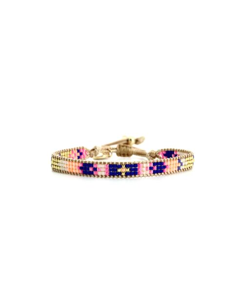 Bracelet Bonifacio Sunset Lina bleu royal, rose fluo, saumon, caramel, doré