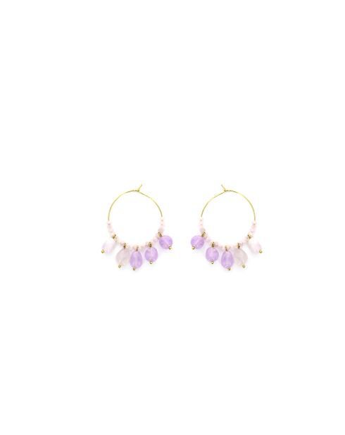 Paires de boucles Louise  mauve, doré