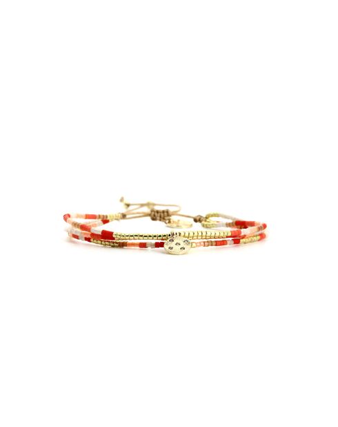Bracelet Corail Mango Emy rouge corail, saumon rosé, blanc, doré