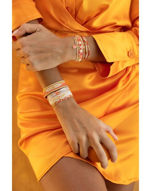 Bracelet Corail Mango Emy rouge corail, saumon rosé, blanc, doré