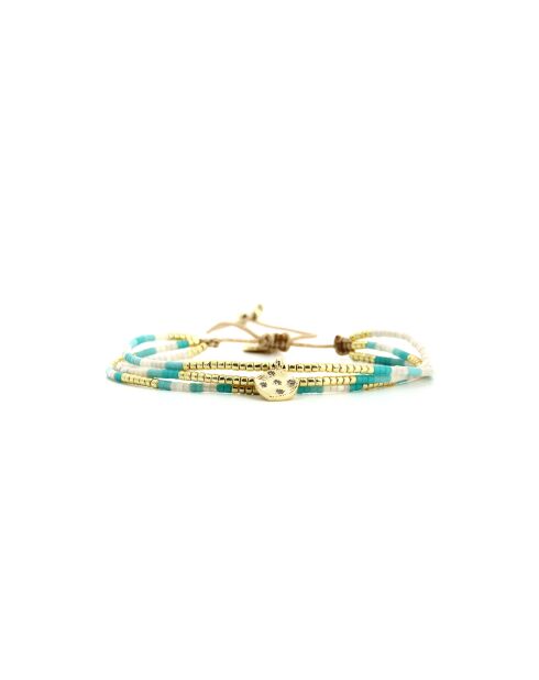 Bracelet Bora Bora Emy Turquoise, blanc, doré
