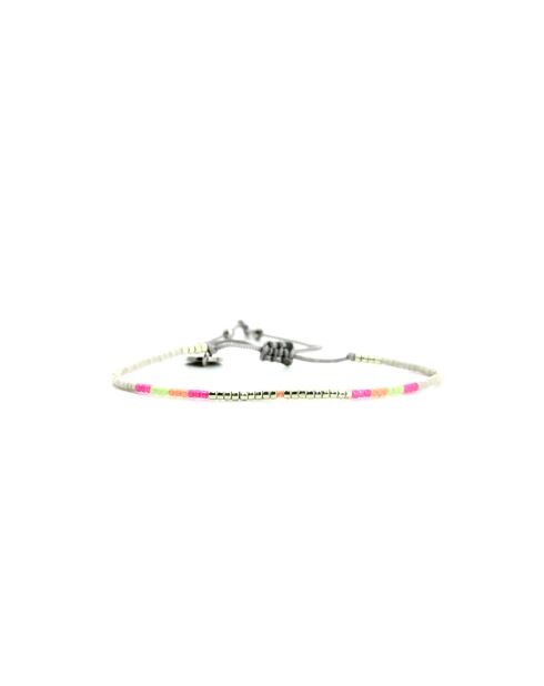 Bracelet Rainbow Kiss Alice rose fluo, corail rosé fluo, vert fluo, argent