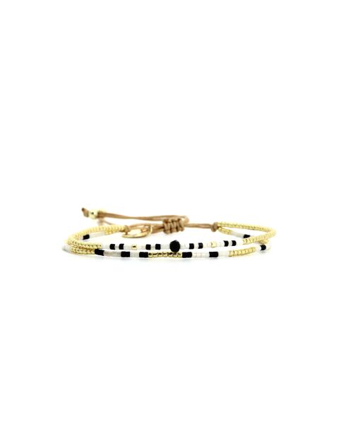 Bracelet Sable Noir Alya noir, blanc, nacre, doré