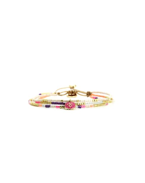 Bracelet Spaggia Rosa Alma mauve, rose fluo, saumon fluo, nacre, doré