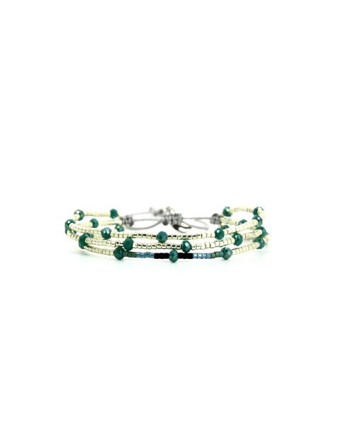 Bracelet Calanque d'En Vau Léonie Vert turquoise, noir, argent