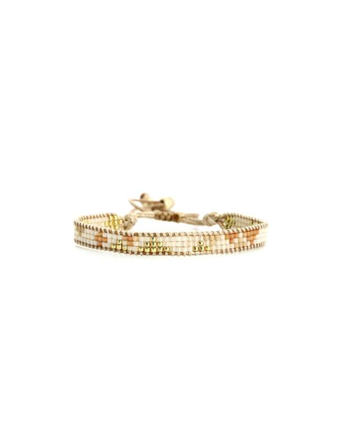Bracelet White Coconut Célia caramel, vanille, nacre, doré