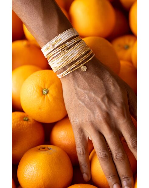 Bracelet White Coconut Célia caramel, vanille, nacre, doré