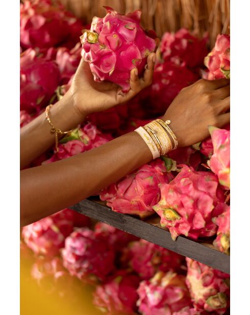 Bracelet White Coconut Célia caramel, vanille, nacre, doré