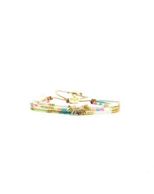 Bracelet Salvador De Bahia Saly rose fluo, corail rosé fluo, vert fluo, doré
