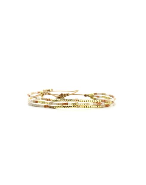 Bracelet White Coconut Agathe caramel, vanille, nacre, doré