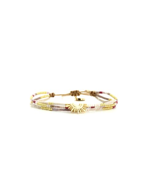 Bracelet Plum Bubble Saly prune, rose poudré, nacre, doré