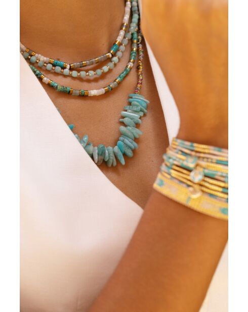 Bracelet Mila  turquoise, gris, doré