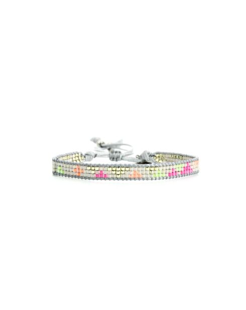 Bracelet Rainbow Kiss Célia rose fluo, corail rosé fluo, vert fluo, argent