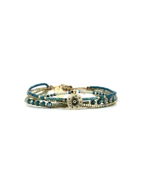 Bracelet Émeraude Paradise Fanny vert émeraude, bleu, champagne, doré