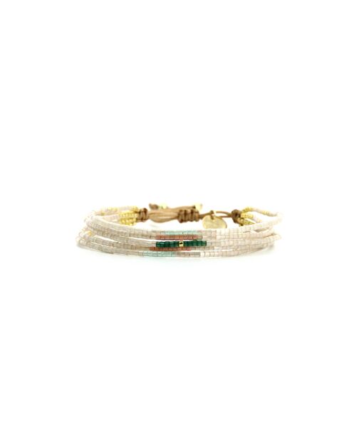 Bracelet Sweet cactus Victoire vert émeraude, rose pastel, vert d'eau, nacre, doré