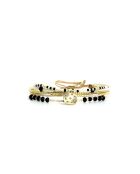 Bracelet Sable Noir Fanny noir, blanc, nacre, doré