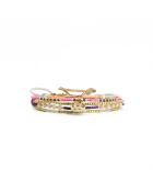 Bracelet Spaggia Rosa Fanny mauve, rose fluo, saumon fluo, nacre, doré