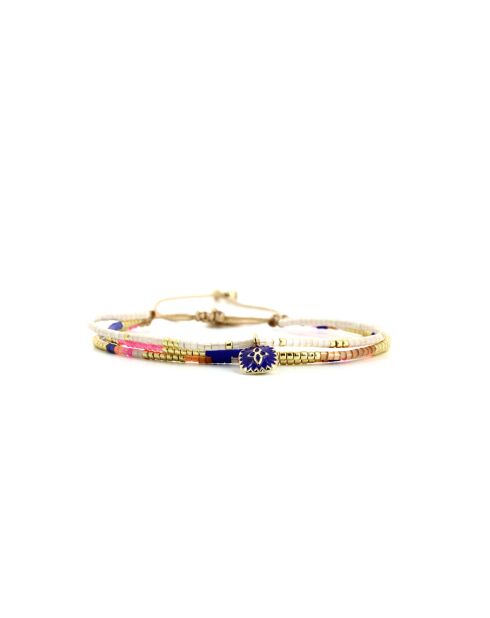 Bracelet Bonifacio Sunset Alma bleu royal, rose fluo, saumon, caramel, doré