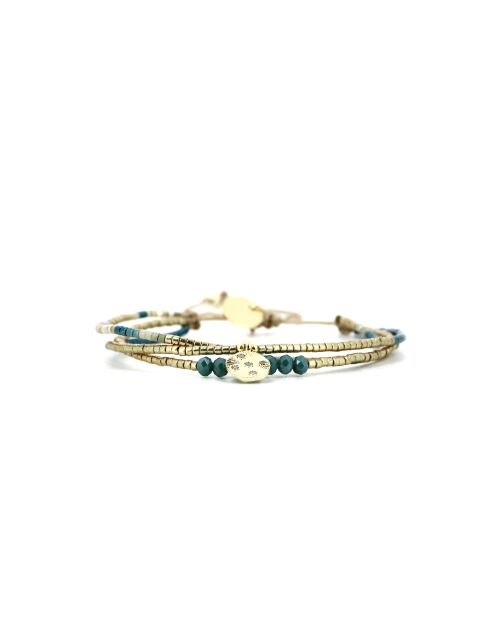 Bracelet Émeraude Paradise Swen vert émeraude, bleu, champagne, doré