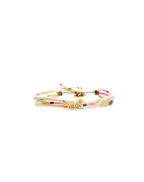 Bracelet Spaggia Rosa Saly mauve, rose fluo, saumon fluo, nacre, doré