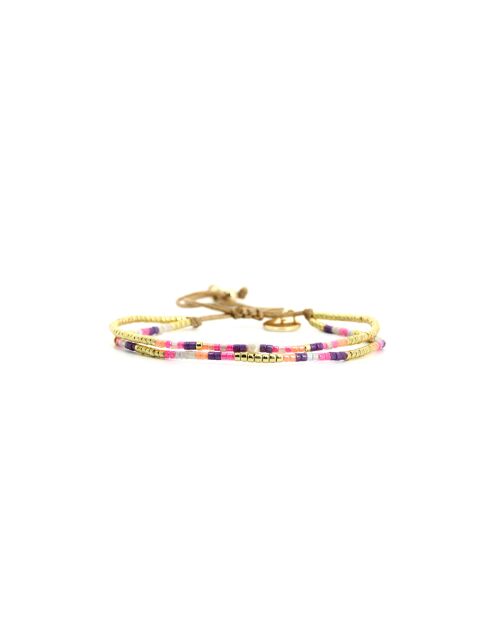 Bracelet Spaggia Rosa Alya mauve, rose fluo, saumon fluo, nacre, doré