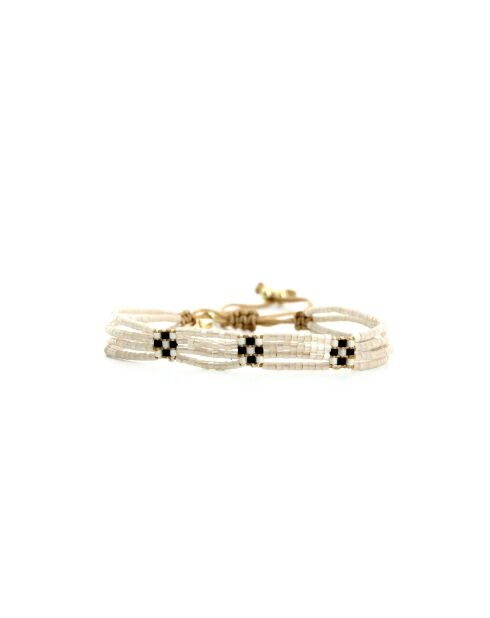 Bracelet Sable Noir Rose noir, blanc, nacre, doré