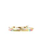 Bracelet Salvador De Bahia Agathe rose fluo, corail rosé fluo, vert fluo, doré