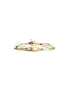 Bracelet Sweet Cactus Saly vert émeraude, rose pastel, vert d'eau, nacre, doré