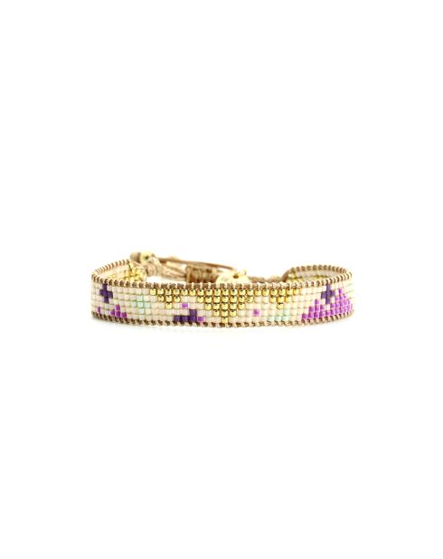 Bracelet Pretty Woman Chloé mauve, violet orchidée, vert d'eau, doré
