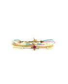 Bracelet Salvador De Bahia Inaya rose fluo, corail rosé fluo, vert fluo, doré